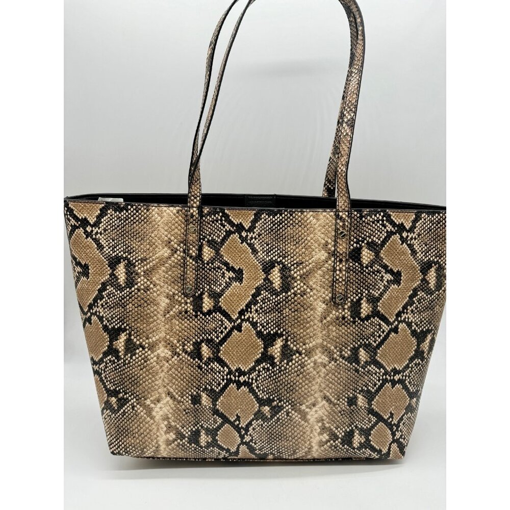 INC Zoiey 2-Piece faux-leather women's XL tote bag + pouch --SNAKE PRINT/BLACK - Picture 13 of 16